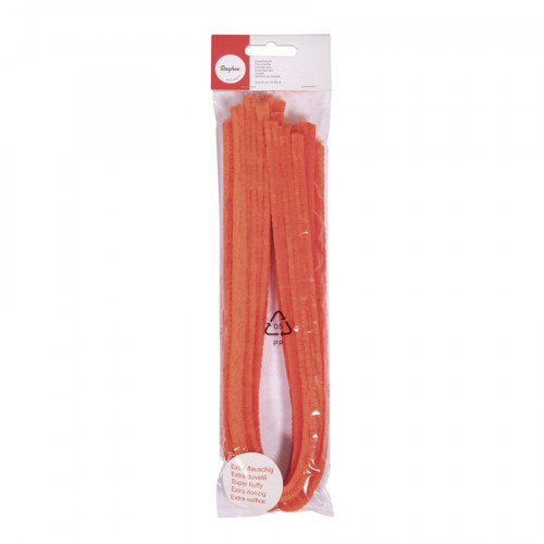 Chenille cure-pipe 50 cm par 10 Orange