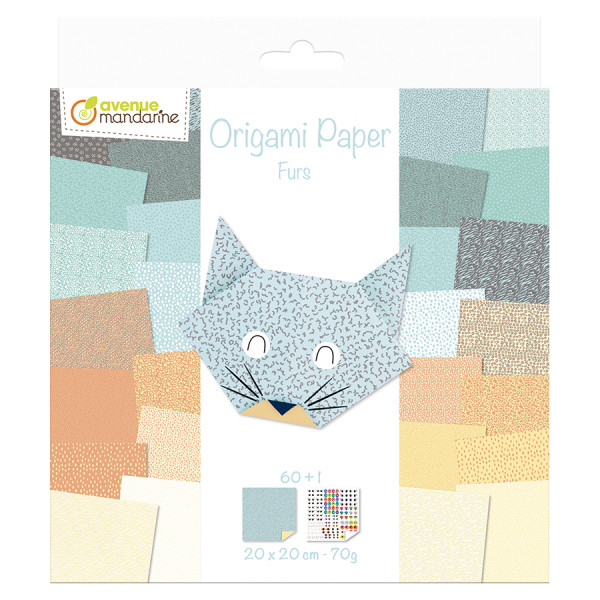 Papier Origami 20 x 20 cm 60 Feuilles Fourrures