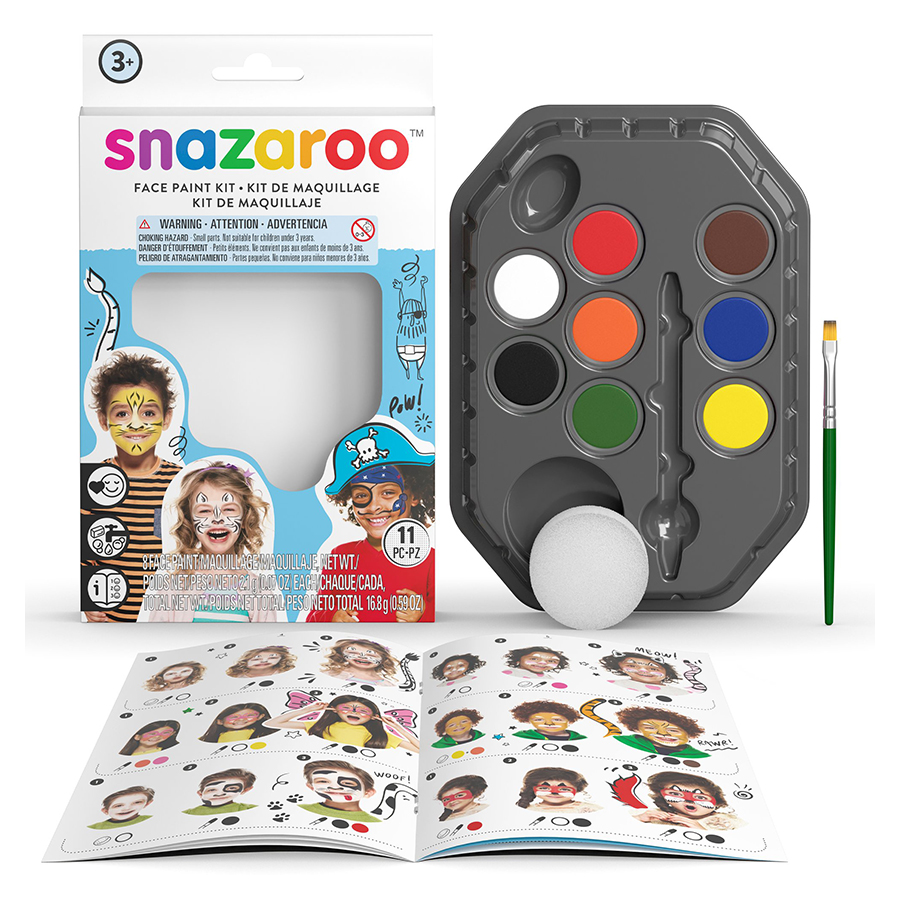 Snazaroo - Pochette de 3 pinceaux de maquillage - Déguisements pour Enfant  - Se déguiser et se maquiller - Fêtes et anniversaires