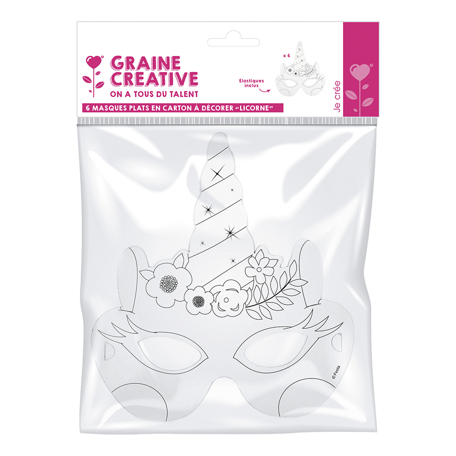 Masque en carton Enfant 6 pcs Licorne - Scrapmalin