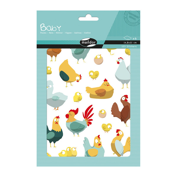 Gommettes Baby 14.8 x 21 cm 6 pcs Poules