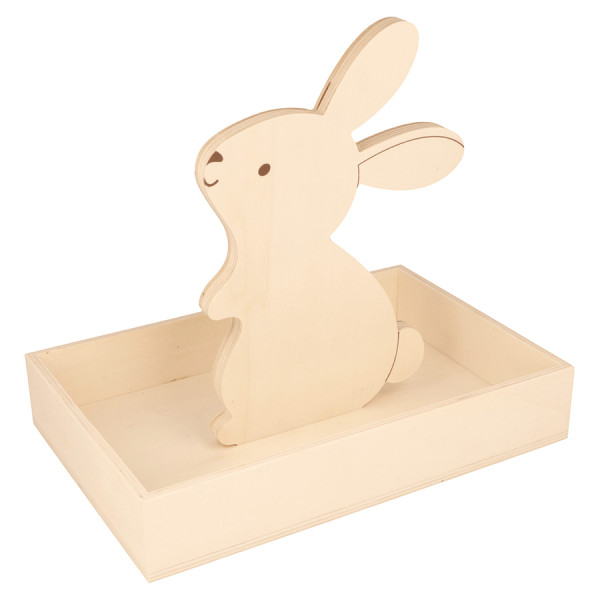 Plateau en Bois Lapin 25 x 17 x 4.5 cm