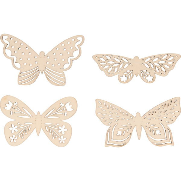 Silhouette en Bois Papillon 4 pcs