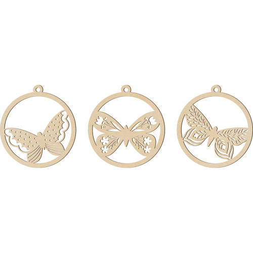 Silhouette en Bois Mariposa Médailllons 6 pcs