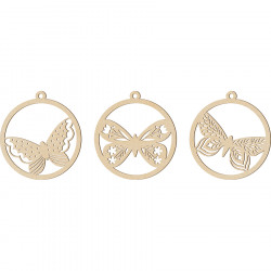 Silhouette en Bois Mariposa Médailllons 6 pcs