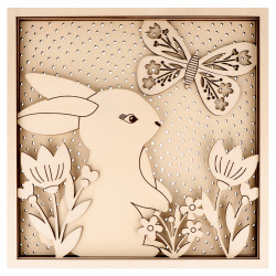 Cadre en relief en Bois Mariposa 25 x 25 x 2.5 cm Lapin