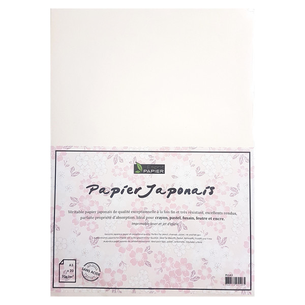 Papier japonais 70 g/m² Lot de 20 feuilles Blanches A3 29.7 x 42 cm