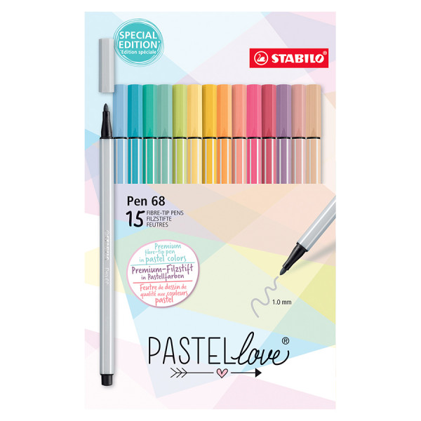 Feutre Pen 68 Pastellove 15 couleurs