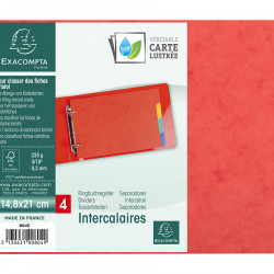 Intercalaires pour Fiches Bristol A5 14.8 x 21 cm 4 positions