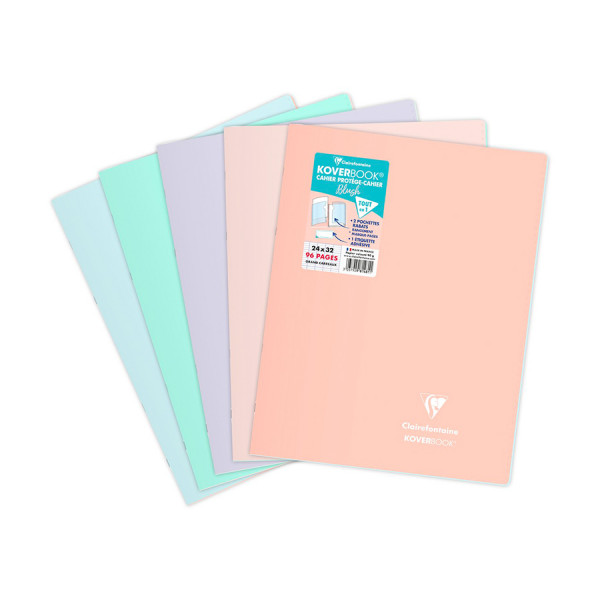 Cahier 24 x 32 cm Grands carreaux Seyès 96 pages Koverbook Blush Pastel