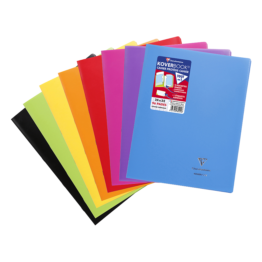 Cahier spirale 24x32cm 100 pages grands carreaux CLAIREFONTAINE