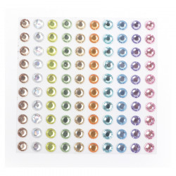 Strass adhésifs 5 mm 100 pcs Couleurs Pastel