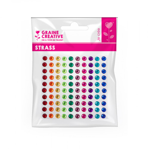 Strass adhésifs 5 mm 100 pcs Couleurs Vives