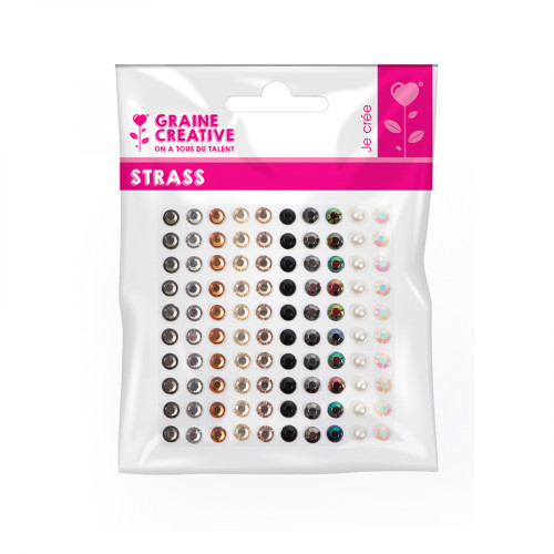 Strass adhésifs 5 mm 100 pcs Couleurs Métal & Perle