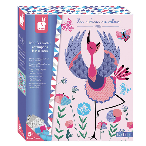 Kit créatif Motifs à frotter et Tampons Jolis Animaux