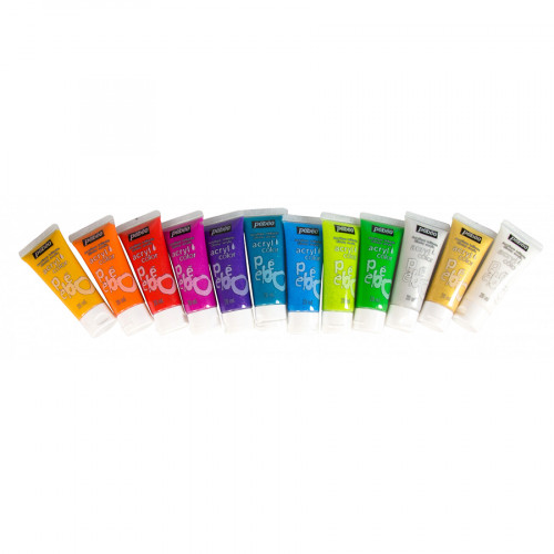 Peinture Acrylique Acrylcolor 12 tubes 20 ml Set découverte Paillettes