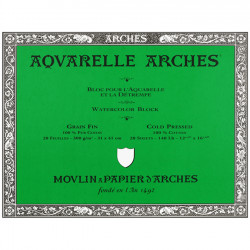 Papier aquarelle Arches Bloc de 20 feuilles 31 x 41cm 300 g Grain fin