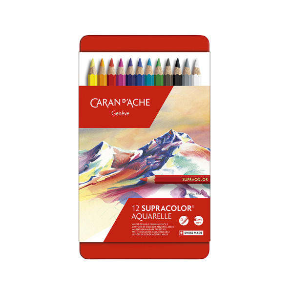 Crayon de couleur aquarellable Supracolor Boîte métal 12 pcs