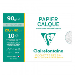 Pochette de papier calque supérieur 90 g/m² 29,7 x 42 cm