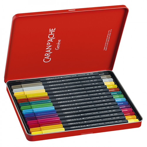 Feutre aquarellable pinceau Fibralo Boîte métal 15 pièces