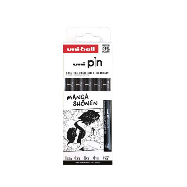 Feutres techniques uni Pin Pochette Manga Shonen 5 pcs
