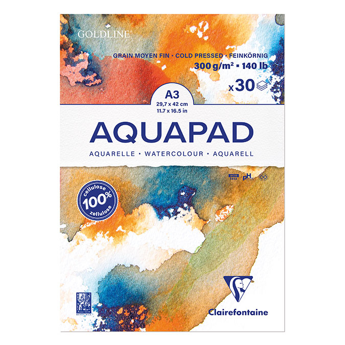 Carnet aquarelle Goldline Aquapad 300 g/m² A3 - Scrapmalin