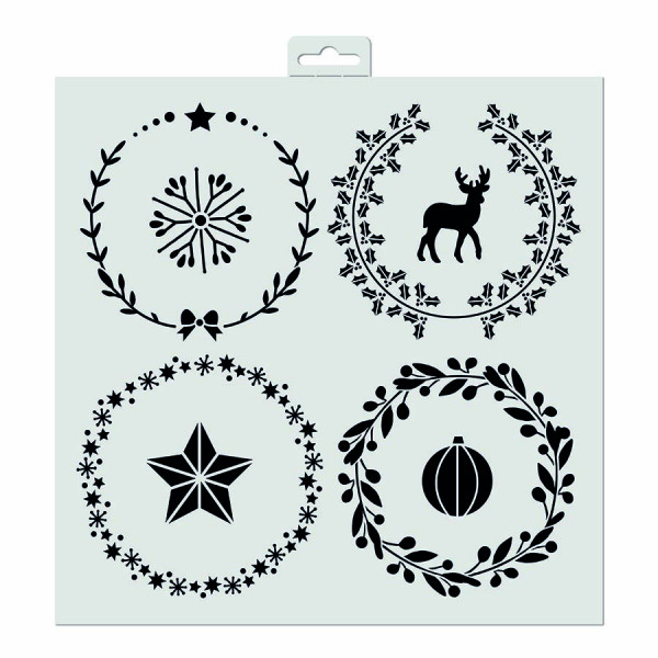 Pochoir déco Couronnes de Noël 30 x 30 cm
