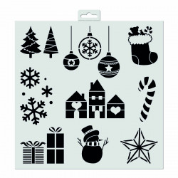 Pochoir déco Motifs de Noël 30 x 30 cm