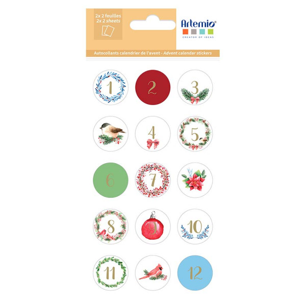 Autocollants ø 2,5 cm Calendrier de l'Avent Christmas Berries