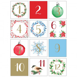 Autocollants 5 x 5 cm Calendrier de l'Avent Christmas Berries