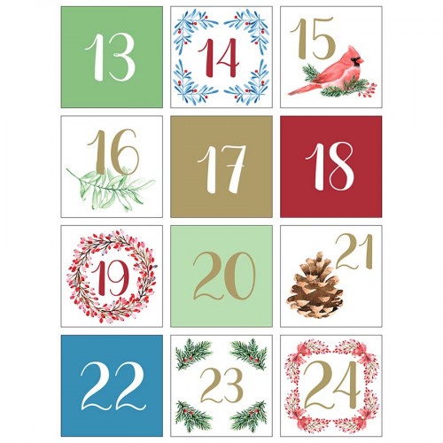 Autocollants 5 x 5 cm Calendrier de l'Avent Christmas Berries