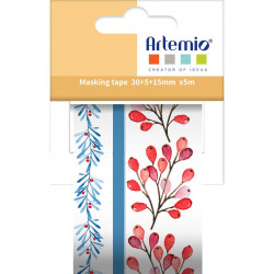 Masking Tape Washi Paper 15 + 5 + 30 mm x 5 m 3 pcs Xmas Berries