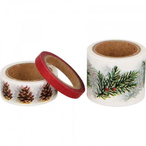 Masking Tape Washi Paper 15 + 5 + 30 mm x 5 m 3 pcs Xmas Berries Branches