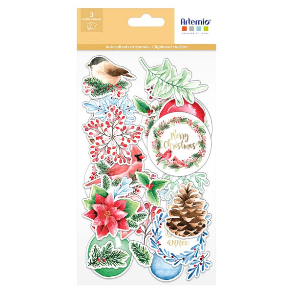 Autocollants Chipboard 3 Feuilles Xmas Berries