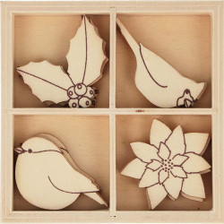 Mini Silhouettes en bois Xmas Berries Casier de 12 pcs