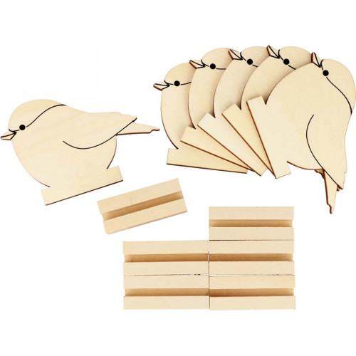 Marque-Places en bois 6 pcs 7 x 9,6 cm Mésange
