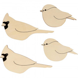Silhouettes en bois 4 pcs Xmas Berries Oiseaux