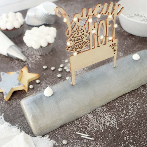 Kit décoration bûche Joyeux Noël 3 pièces 4-7,3 cm - Vegaooparty