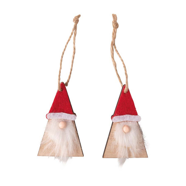 Suspension en bois Père Noël 2 pcs 6,5 x 6 cm