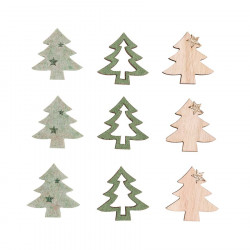 Sapins de Noël Bois & Feutrine 4,5 cm 9 pcs