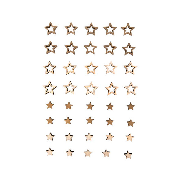 Mini Étoiles en bois 40 pcs