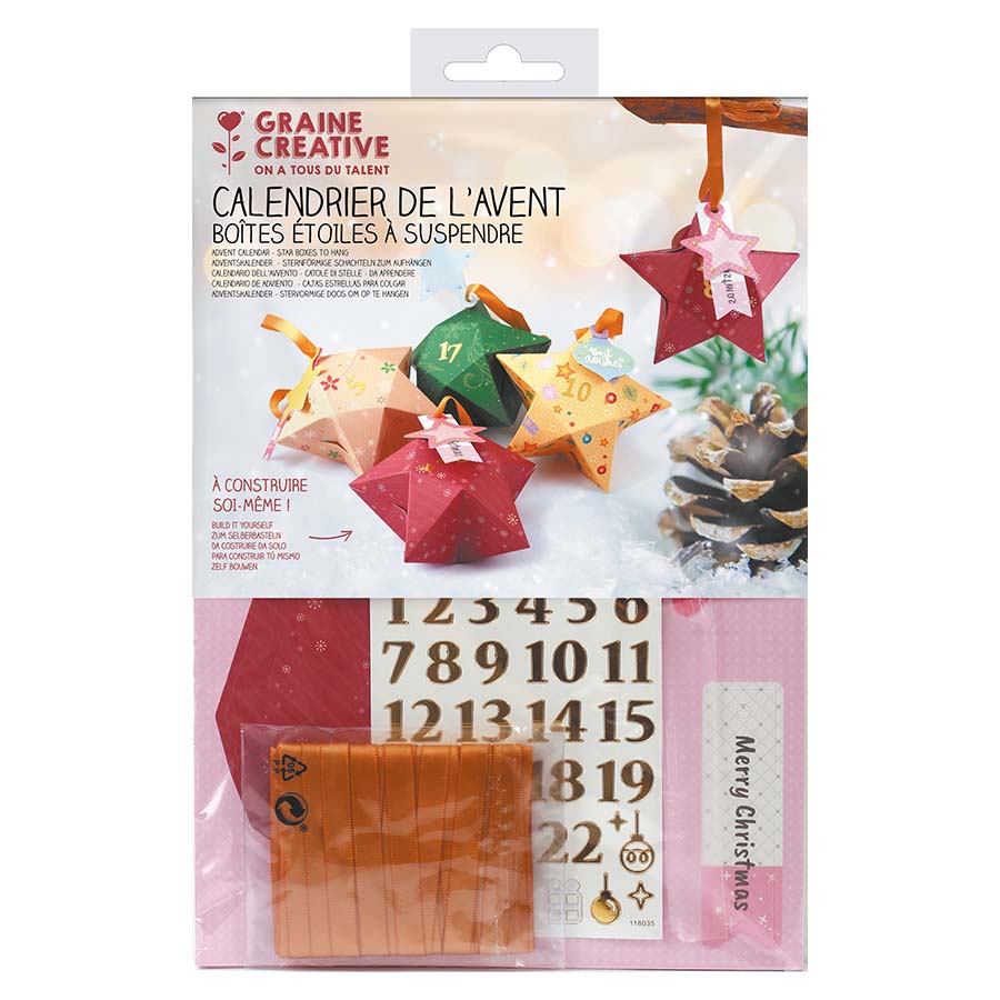 Set de boîtes de calendrier de l'Avent en carton Papp Art - Etoiles