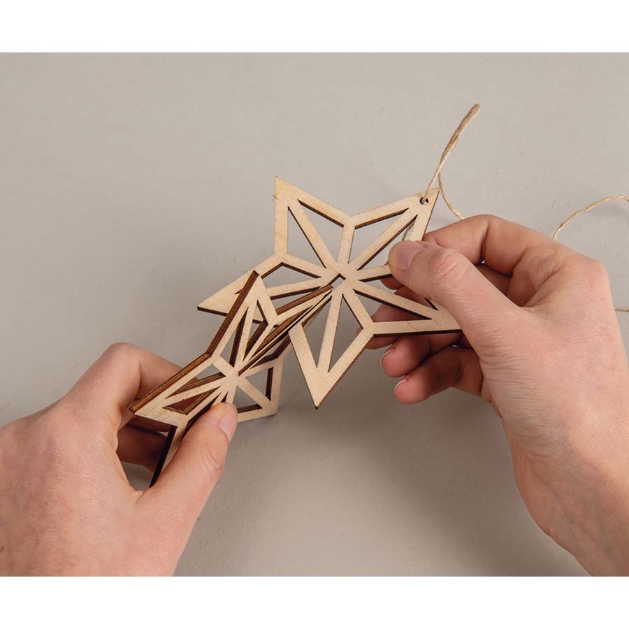 Étoile 3D en bois à suspendre 2 pcs - Scrapmalin