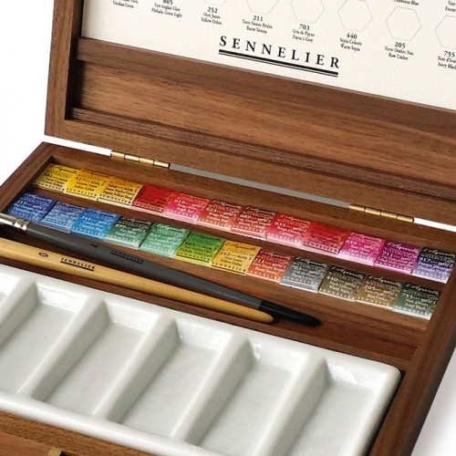 Aquarelle extra-fine - Coffret en bois - 24 demi-godets