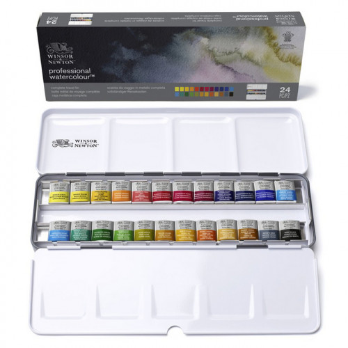 Aquarelle extra-fine Boite métal Sketcher 24 demi-godets