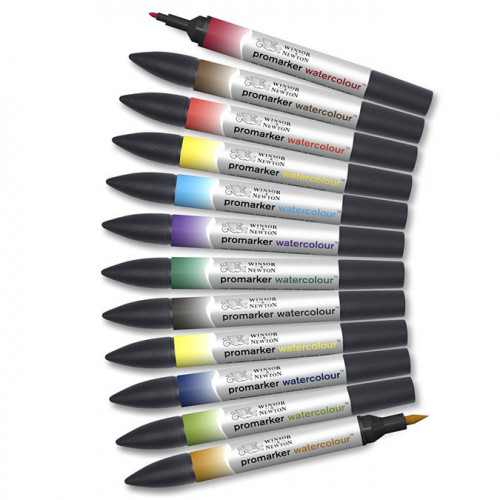 Marqueur d'aquarelle double pointe Set tons Basiques 12 pcs