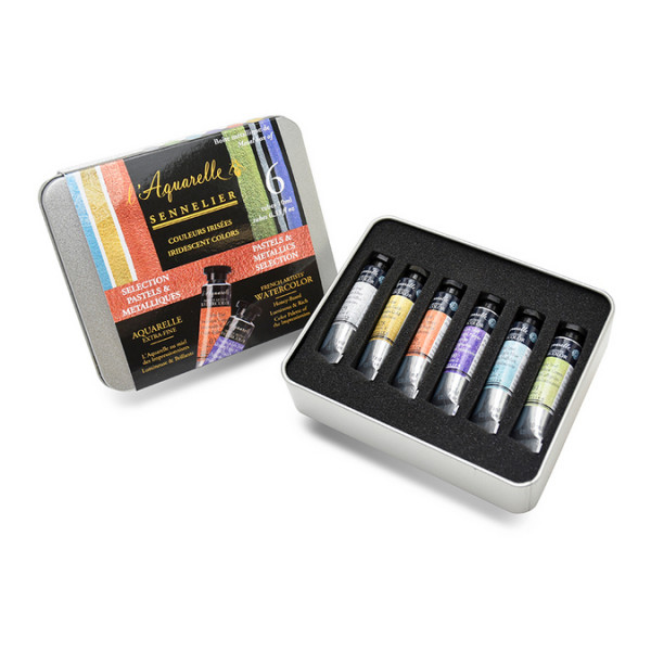 Aquarelle extra-fine Set Couleurs irisées 6 tubes 10 ml Pastel et Métallique