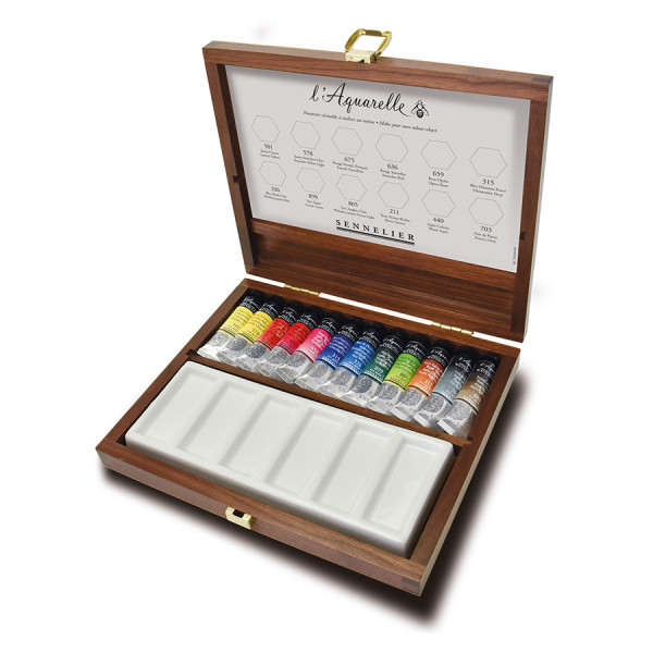 Coffret en Bois Aquarelle Extra-Fine 12 Tubes 10 ml