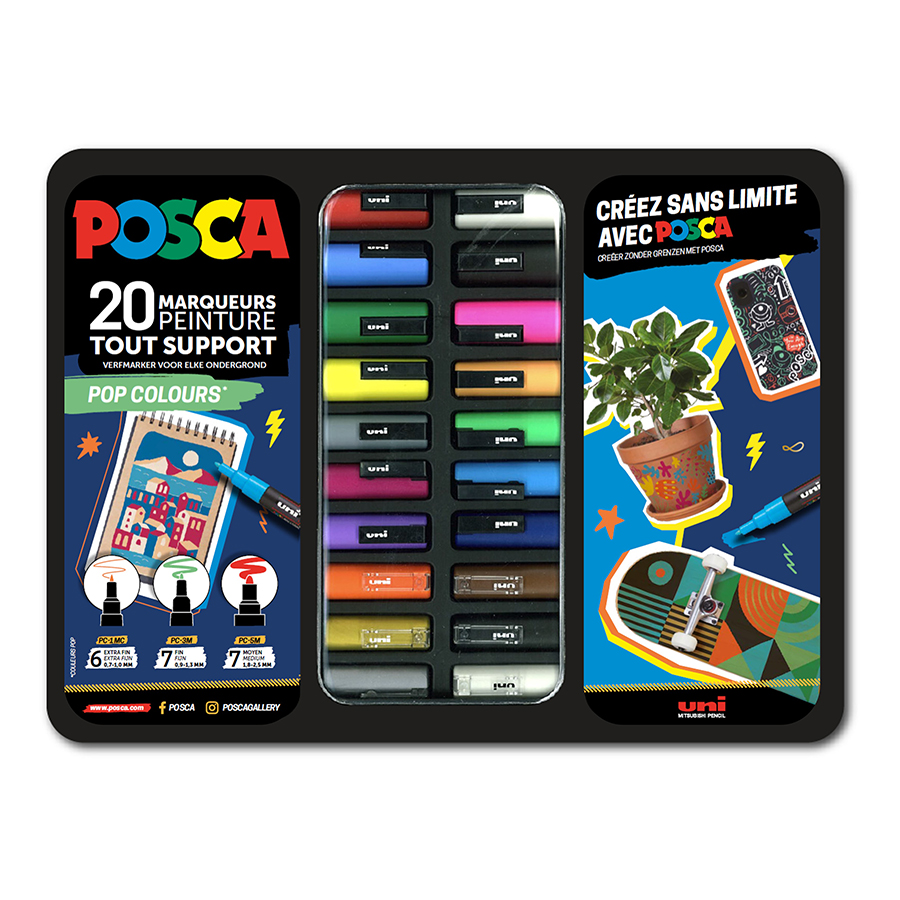 Coffret Marqueurs Posca - Pointe Assorties - 14 Marqueurs