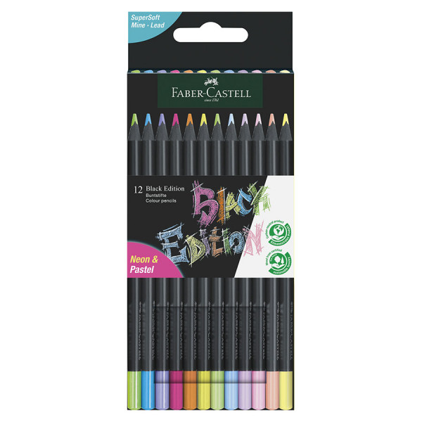 Crayons de couleurs Black Edition Néon + Pastel 12 pcs